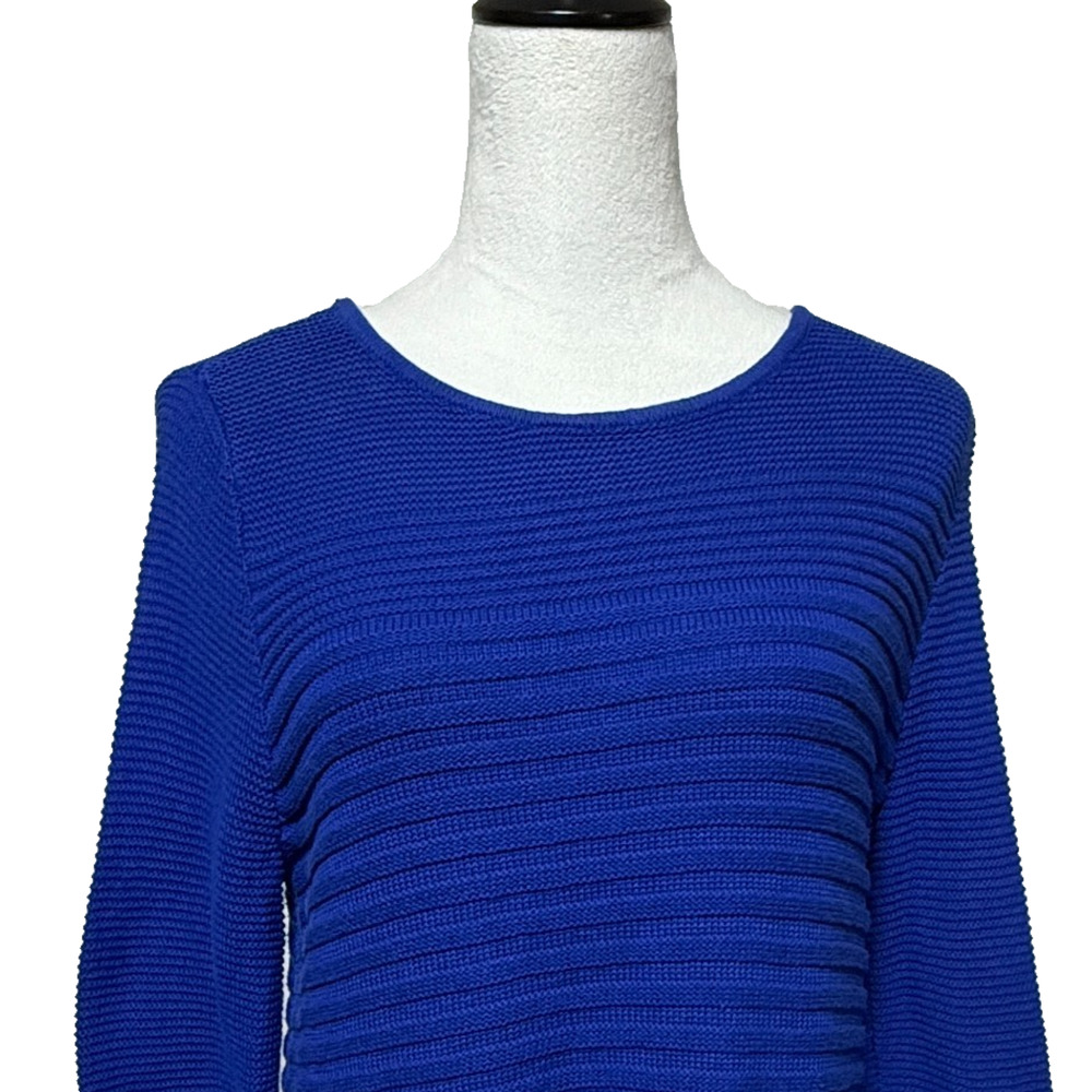 Talbots Sweater Womens Medium Petite Blue Textured Roll‎ Neck Pullover Career